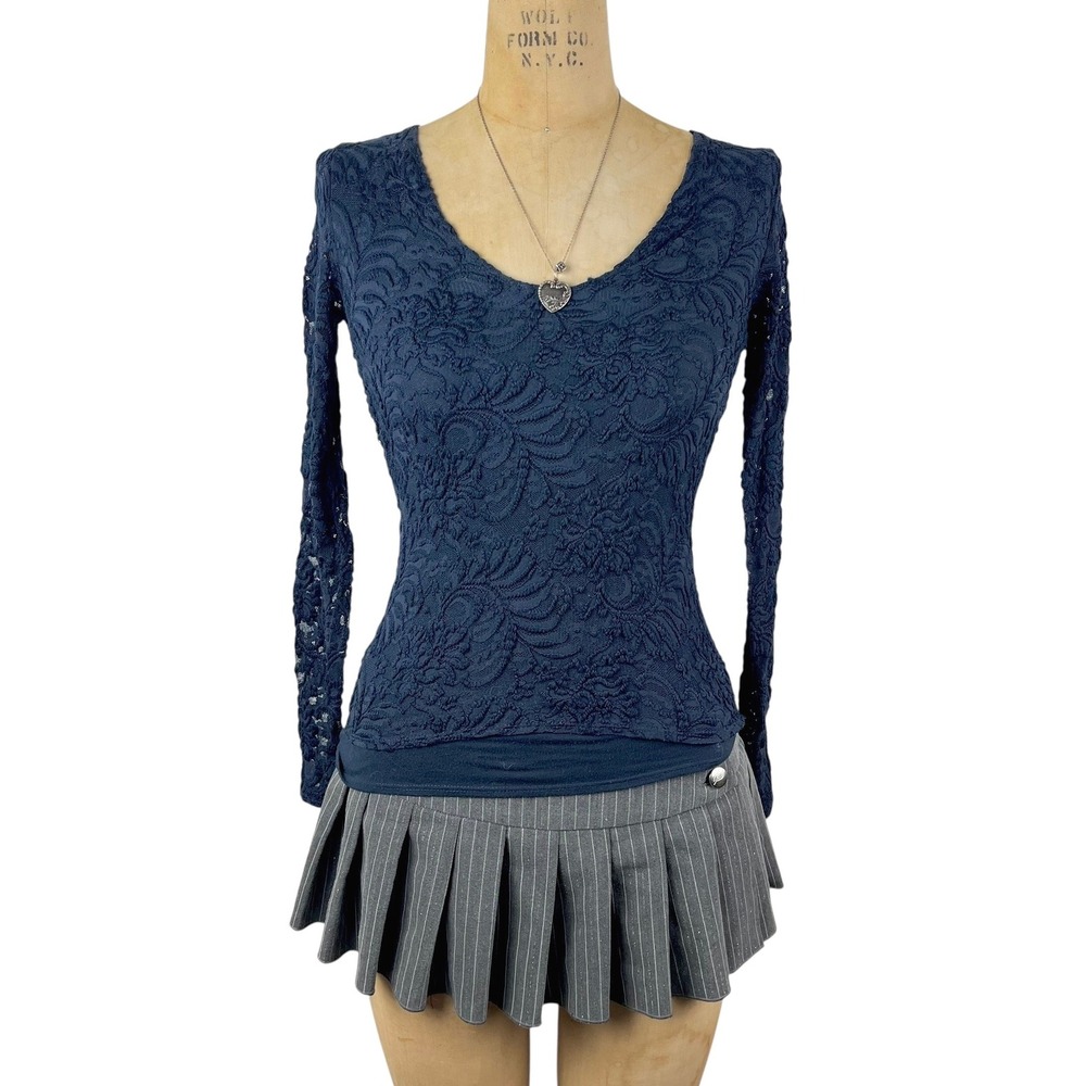 Vintage Abercrombie & Fitch Lace Top V-Neck Long Sleeve Women XS Coquette
